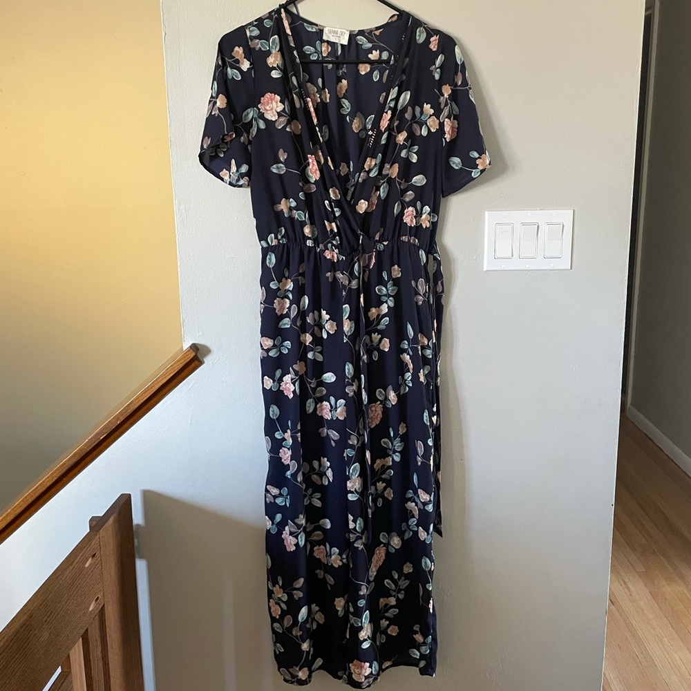 Navy and floral jumpsuit